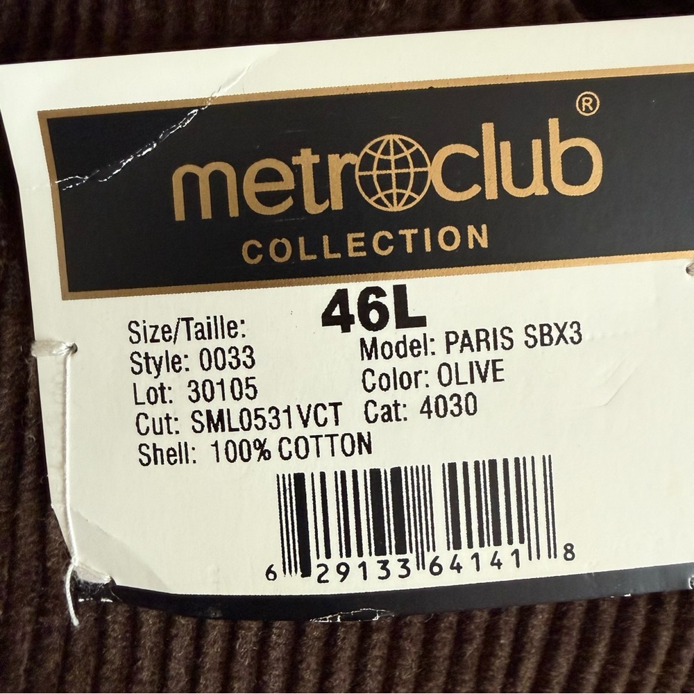 NWT Metro Club Collection Dark Brown Corduroy Blazer Academia Professor Mens 46L - Picture 9 of 13